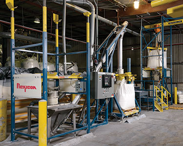 PVC Modifiers Re-Packaged Using Bulk Bag Dischargers, Filler, Conveyor