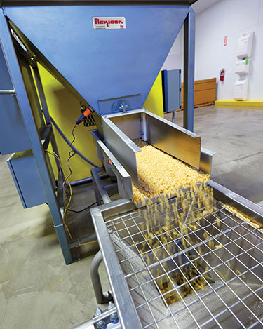 Brittle Pasta Handled Gently, Automatically with Box Dumpers, Tubular Cable Conveyors