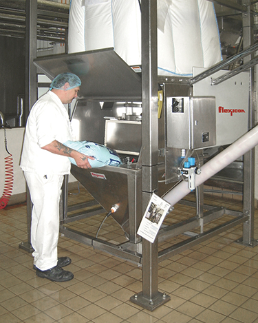 Dust-Tight Bulk Bag Discharger with Flexible Screw Conveyor Eliminates Waste, Improves Safety and Quality