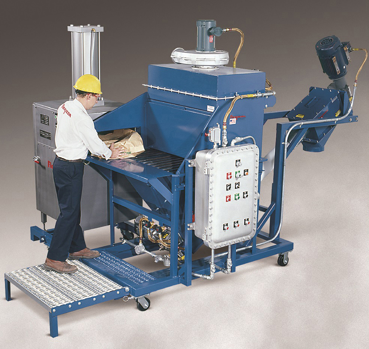 Explosion Proof Fan >> Mobile Bag Dump System with Flexible Screw Conveyor Explosion Proof Fan >> Mobile Bag Dump System with Flexible Screw Conveyor