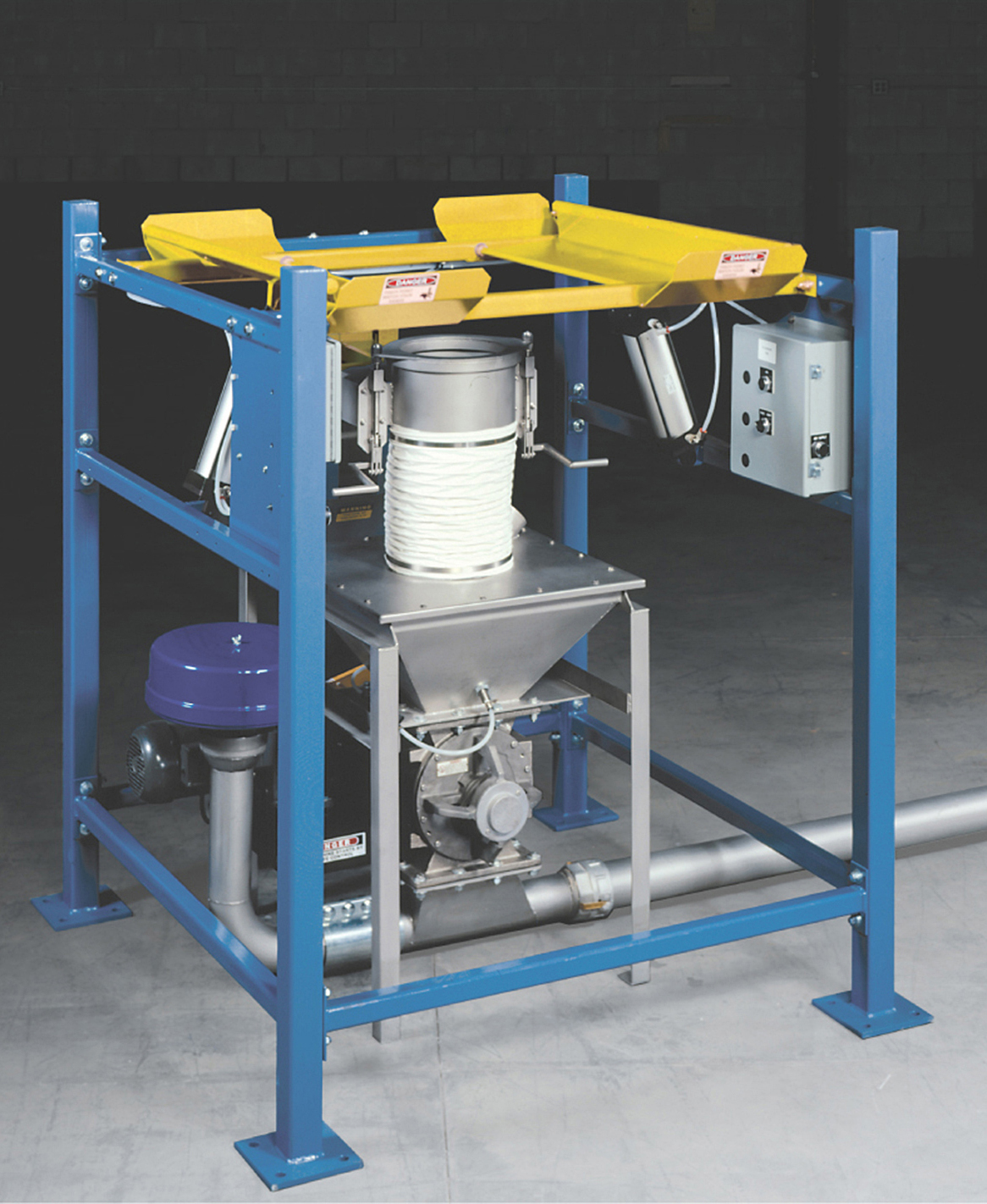 Bulk Bag Unloading Station:Paddles and Spout Clamp with Powder Induction  System - Rheo Engineering
