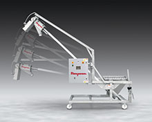 Sanitary Tilt-Down Flexible Screw Conveyor Cleans Rapidly, Rolls Through Doorways