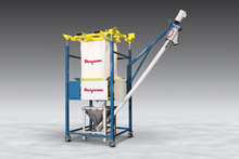 Mobile Bulk Bag Discharger with Mobile Flexible Screw Conveyor, Hopper