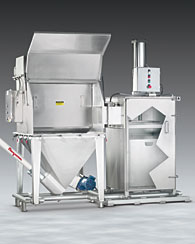 Bag Dump System with Integral Bag Compactor and Flexible Screw Conveyor