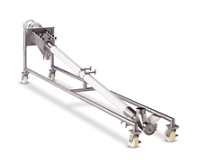 Sanitary low incline Flexible Screw Conveyor meets 3-A Dairy standards.
