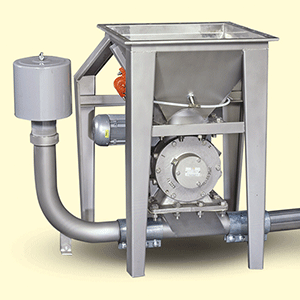 Rotary airlock with flow-through pick-up adapter